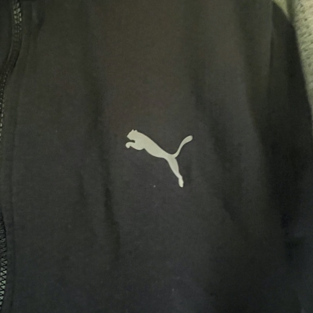 PUMA Mens Black Grey Zip Up Track Jacket Athleisure Cotton Size Medium - Picture 2 of 8